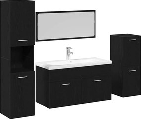 vidaXL Σετ Επίπλων Μπάνιου 4 pcs Μαύρη Οξυά Επεξεργασμένο ξύλο