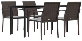 vidaXL Σετ Τραπεζαρίας Κήπου 5 τεμ. Συνθ. Ρατάν / Ατσάλι με Μαξιλάρια