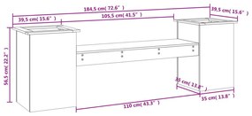 Ζαρντινιέρα Παγκάκι 184,5x39,5x56,5 εκ. από Μασίφ Ξύλο Douglas - Καφέ