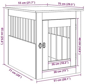 Κλουβί Σκύλου Γκρι Σκυροδεμ. 55x75x65 εκ. από Επεξεργ. Ξύλο - Γκρι