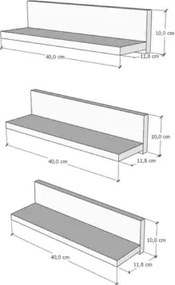 Σετ 3 τεμαχίων λευκών ραφιών τοίχου Λευκό 40x10x10 cm