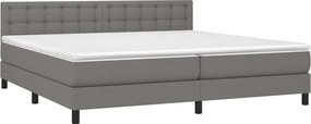 vidaXL Κρεβάτι Boxspring με Στρώμα Σκούρο Γκρι 200x200 εκ. Υφασμάτινο