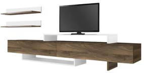 Έπιπλο τηλεόρασης Nirvana Megapap χρώμα καρυδί - λευκό 180x31,3x41,7εκ.
