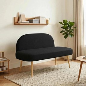 vidaXL Δερμάτινος Πάγκος με Πλάτη Μαύρο 110 x 60 x 76 cm