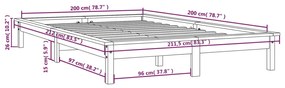 ΠΛΑΙΣΙΟ ΚΡΕΒΑΤΙΟΥ ΚΑΦΕ ΜΕΛΙ 200 X 200 ΕΚ. ΑΠΟ ΜΑΣΙΦ ΞΥΛΟ ΠΕΥΚΟΥ 820564