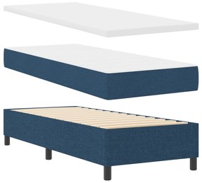 vidaXL Κρεβάτι Box Spring με Στρώμα σε Μπλε - 80x200 εκ. Υφασμάτινο