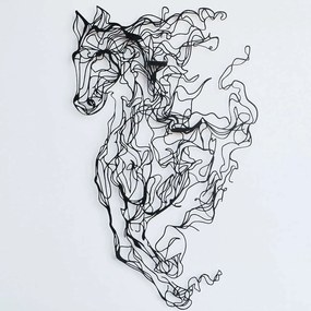 Διακοσμητικό Τοίχου Horse Line 507ATP1157 41x66cm Black Wallity Steel