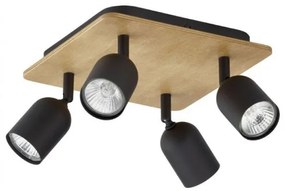 Σποτ Φωτιστικό Οροφής με ξύλο τετράφωτο TOP WOOD TK Lighting 3293 Μαύρο