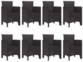 vidaXL Σέτ φαγητού για κήπο 9 pcs Καφέ Rattan Polt