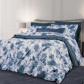 Σεντόνια 2137 (Σετ 4τμχ) White-Blue Greenwich Polo Club Queen Size 240x260cm 100% Cotton Satin