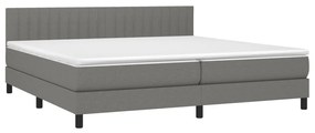 Κρεβάτι Boxspring με Στρώμα &amp; LED Σκ.Γκρι 200x200εκ. Υφασμάτινο - Γκρι