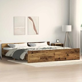 vidaXL Κρεβάτι από Παλιό Ξύλο 200x200 εκ Κατασκευασμένο Ξύλο