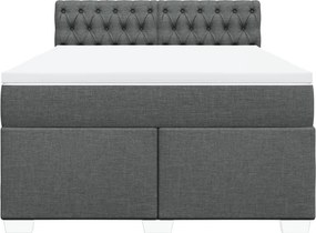 vidaXL Κρεβάτι Boxspring με Στρώμα Σκούρο Γκρι 140x200 εκ Υφασμάτινο