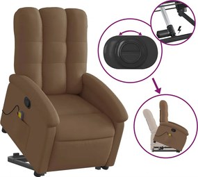 vidaXL Πολυθρόνα Μασάζ Ανακλινόμενη με Ανύψωση Καφέ Υφασμάτινη
