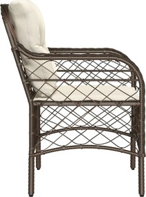 vidaXL Καρέκλες Κήπου 2 τεμ. Καφέ από Συνθετικό Ρατάν με Μαξιλάρια