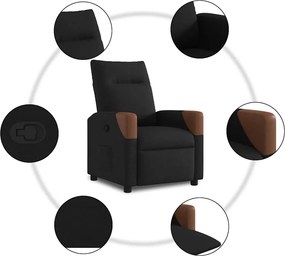 vidaXL Πολυθρόνα Ανακλινόμενη Μαύρη Υφασμάτινη