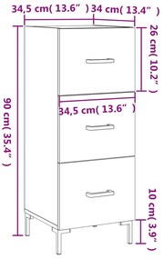 Ντουλάπι Γκρι Sonoma 34,5x34x90 εκ. από Επεξεργασμένο Ξύλο - Γκρι