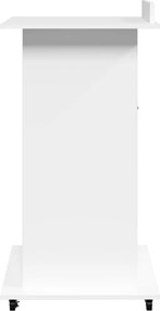 vidaXL Αναλόγιο με Ροδάκια &amp; Συρτάρι Λευκό 55x55x107 εκ. Επεξ. Ξύλο