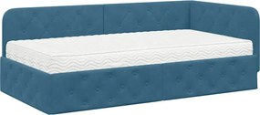 vidaXL Κρεβάτι Γωνίας Μπλε 90 x 200 cm Βελούδο