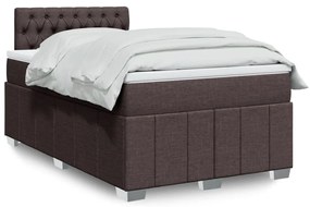 vidaXL Κρεβάτι Boxspring με Στρώμα Σκούρο Καφέ 120x200 εκ. Υφασμάτινο