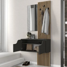 Έπιπλο εισόδου Naro Megapap χρώμα ανθρακί - sepet oak 90x35x204,2εκ.
