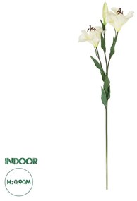 GloboStar® Artificial Garden WHITE LILLY BRANCH 21310 Τεχνητό Διακοσμητικό Κλαδί Λευκό Κρίνο Y90cm