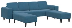 vidaXL Σετ Καναπέ 3 pcs Μπλε Βελούδο
