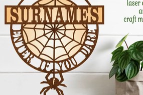 Σετ των 2 Intra απο ξύλο plywood Χρώμα wenge 3mm-4mm πάχος - κοπής λέιζερ Family Halloween Sign Δίασταση 15x15 cm INTRAFABR-115467075