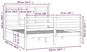 vidaXL Πλαίσιο Κρεβατιού 150 x 200 εκ. Μασίφ Ξύλο King Size