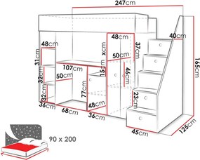 Πολυλειτουργικό κρεβάτι Smart XIV-Leuko - 247.00Χ120.00Χ165.00cm