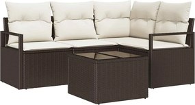 vidaXL Σετ Καναπέ 5 pcs Καφέ συνθετικό ρατάν
