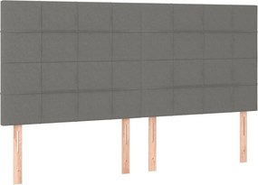 vidaXL Κρεβάτι Boxspring με Στρώμα &amp; LED Σκ.Γκρι 200x200εκ. Υφασμάτινο