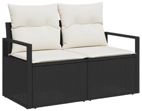 vidaXL Σετ Καναπέ Κήπου 8 Τεμαχίων με Μαξιλάρια - Μαύρο Πολυ Rattan