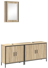 vidaXL Σετ Επίπλων Μπάνιου με ράφι με πόρτα 3 pcs Καφέ 60 x 30 x 60 cm