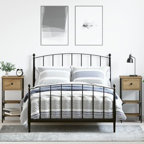 vidaXL Κομοδίνα 2 τεμαχίων Χειροποίητο Δρυς 34x36x70 εκ. Επεξεργασμένο Ξύλο