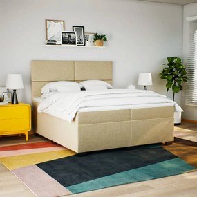 ΚΡΕΒΑΤΙ BOXSPRING ΜΕ ΣΤΡΩΜΑ ΚΡΕΜ 200X200 ΕΚ. ΥΦΑΣΜΑΤΙΝΟ 3292893