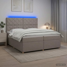 vidaXL Κρεβάτι box spring με στρώμα Taupe 200 x 200 cm Ύφασμα