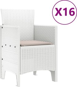 vidaXL Σετ Τραπεζαρίας Κήπου με Μαξιλάρια με μαξιλάρι 17 pcs Λευκό PP