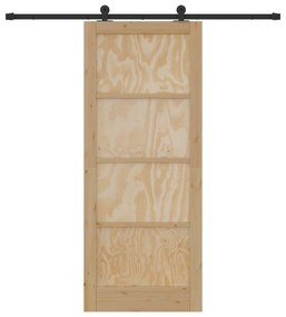 vidaXL Συρόμενη Πόρτα με Σετ Εξαρτημάτων 86x211 cm Συμπαγές Ξύλο Πεύκο