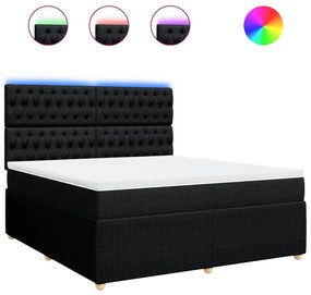 vidaXL Κρεβάτι Boxspring με Στρώμα Μαύρο 180x200 εκ. Υφασμάτινο