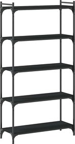vidaXL Βιβλιοθήκη 5 Επιπέδων Μαύρη 80x30x154 εκ. Επεξεργασμένο Ξύλο