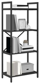 vidaXL Ράφι Βιβλίων Μαύρη Οξυά 56 x 34 x 133,5 εκ Επεξεργασμένο ξύλο