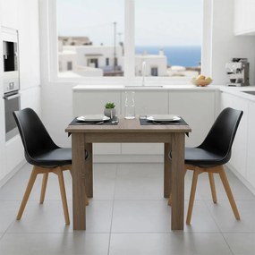 Τραπεζαρία Manka Ι -Gaston pakoworld σετ 3τεμ σε sonoma truffle-μαύρη απόχρωση 80x80x77εκ