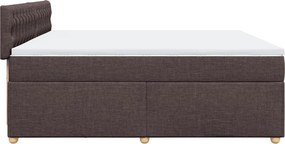 vidaXL Κρεβάτι Boxspring με Στρώμα Σκούρο Καφέ 200x200 εκ. Υφασμάτινο