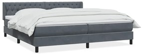 Κρεβάτι Boxspring με Στρώμα Σκούρο Γκρι 180x210 εκ. Βελούδινο - Γκρι