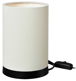 GloboStar® CYLINDER 203-0183 Μοντέρνο Επιτραπέζιο Φωτιστικό Μονόφωτο 1 x E27 IP20 Μαύρη Βάση με Λευκό Υφασμα - Μ14 x Π14 x Υ21cm