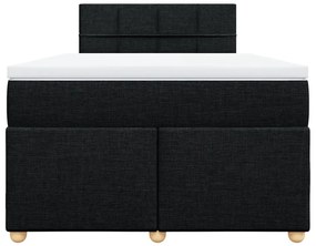 Κρεβάτι Boxspring με Στρώμα Μαύρο 120x190 εκ. Υφασμάτινο - Μαύρο