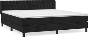 vidaXL Κρεβάτι Boxspring με Στρώμα Μαύρο 180x200 εκ. Βελούδινο