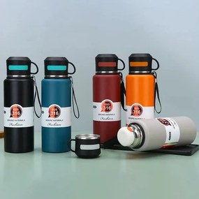 Ανοξείδωτο μπουκάλι θερμός με φλιτζάνι 1500ml JB-3604 5 χρώματα Μαύρο, Μπλε, Γκρί, Κόκκινο, Πορτοκαλί