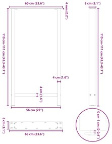 ΠΟΔΙΑ ΤΡΑΠΕΖΙΟΥ ΜΠΑΡ ΛΕΥΚΟ 2 ΤΕΜ. 60X(110-111) ΕΚ. ΑΤΣΑΛΙ 4013357